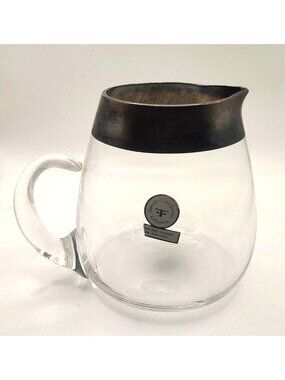 MCM Dorothy Thorpe Sterling Silver Rim 32 oz Hand Blown Glass Coffee Pitcher